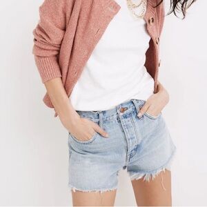Madewell Relaxed Light Blue Distressed Denim Cutoff Shorts